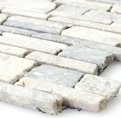 Produktbild von Mosaikfliesen Marmor Brick Uni Grey