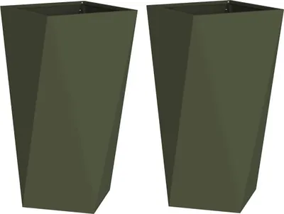 Produktbild von Pflanzkübel 2 pcs Olive Grün 40 x 40 x 75 cm Stahl