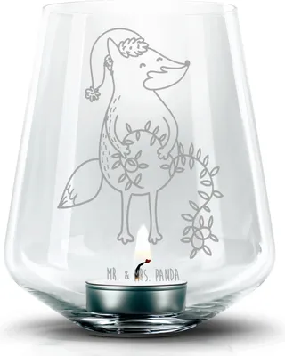 Produktbild von Mr. & Mrs. Panda Kerzenhalter Fuchs Weihnachten - Transparent - Geschenk, Heiligabend, Glas Teelichthalter, Laterne, Windlicht, Weihnachtsmann, Nikolaus, Teelicht, Winter