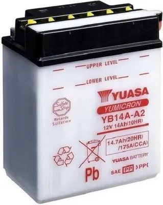 Zdjęcie produktu dla Akumulator kwasowo-ołowiowy YUASA bez zestawu kwasowego - YB14A-A2