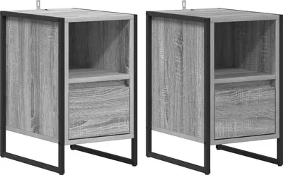 Image de Table de chevet avec tiroir 2 pcs Gris Sonoma 39,5 x 30 x 50 cm