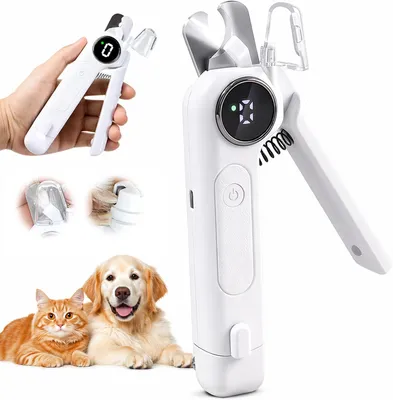 Produktbild von 2-in-1 Krallenschere für Hunde mit Licht & Schleifer, LED Krallenschneider für Hunde & Katzen, Krallenschleifer für Hunde 3 Modi, Leise, Auffangbehälter, USB-C, Nagelknipser Haustiere