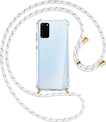 Produktbild von Handykette Backcover-Schutzhülle mit Band (Metall goldfarben) für Samsung Galaxy S20 Plus - weiß/grau