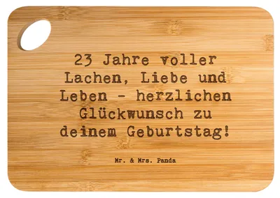 Produktbild von Mr. & Mrs. Panda Frühstücksbrett Spruch 23. Geburtstag - Transparent - Geschenk, Happy Birthday, Freundschaft, Geschenke, Hackbrett, Alter, holzschneidebrett, Holzbrett