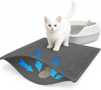 Produktbild von Famanu Katzenmatte 90 x 60 cm - wasserfest, rutschfest, doppellagige Honigwabenstruktur - grau