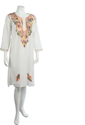 Produktbild von Kaftan - Tunika - 3/4 Ärmel - Stickerei - Ethno - Baumwolle - Größe 38