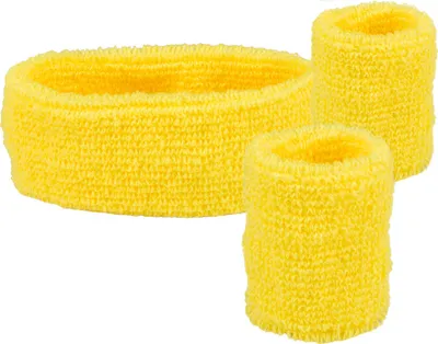 Image de Sport-Set Bandeaux et bracelets années 80 3-pièces jaune -