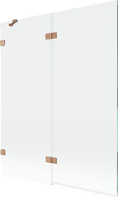Produktbild von Mexen Lunar Duschwand 2-flügelig links 140 x 150 cm, transparent, gebürstetes Kupfer - 897-140-100-65-00-L