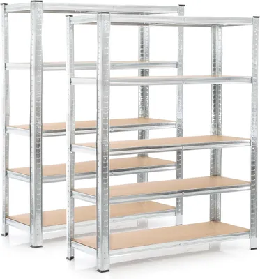 Immagine prodotto di 2 scaffali metallici zincati, dimensioni 180x120x40 cm, capacità di carico totale 875 kg, armadio portante in acciaio, 5 ripiani