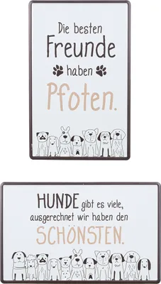 Zdjęcie produktu dla Gilde Schild, rechteckig, "Hundebande", Spruch, Metall, weiß, B. 30 cm, H. 19 cm 55768 4063387557686 2 Stück (2-fach sortiert)