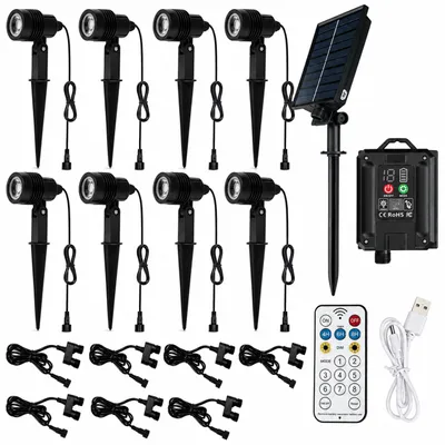 Produktbild von MasterLED Neo Xela LED Solar Gartenstrahler mit Erdspieß 24V 3000K IP54 8er-Set