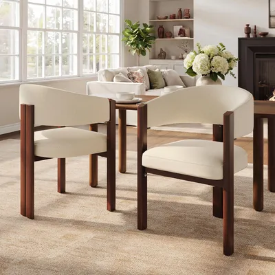 Immagine prodotto di Set di 2 sedie da pranzo Flieks, con imbottitura spessa e gambe in ferro, piedini regolabili in altezza, ideali per la cucina, sedie imbottite, dimensioni 57,5x60,5x78,5 cm, colore beige