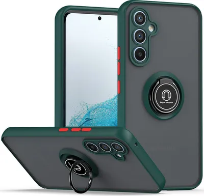 Produktbild von Galaxy A34 5G Hülle, Ring Halter Ständer Matte Transluzent TPU Rahmen Stoßfest Schutzhülle für Samsung Galaxy A34 5G dunkelgrün