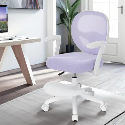 Obrázek produktu pro HOFFREE | Dětská židle k psacímu stolu | Ergonomická dětská otočná židle | Opěrka nohou | Výškově nastavitelná | Sklopná područky | Fialová