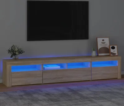 Productafbeelding van Maison Exclusive - TV-meubel met LED-verlichting, eikenhout Sonoma look, 210 x 35 x 40 cm