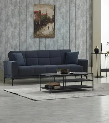 Produktbild von Dreisitzer Polstersofa Couch 3 Sitzer Stoffsofa Grau Sofa Wohnzimmer