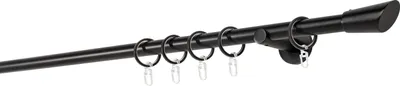 Produktbild von Gardinenstange auf Maß 20mm Rag 1-lauf Wandträger 6,5cm Farbe: Schwarz, Größe: 260cm