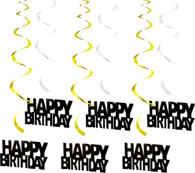 Produktbild von Oblique Unique 6 Spiral Wirbel Deckenhänger Girlanden Happy Birthday Geburtstag Jubiläum mit Bändern Ösen - Farbmix