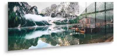 Zdjęcie produktu dla STYLER Obraz na szkle 50x125 cm motyw Tyrol Lake nowoczesna dekoracja ścienna do salonu sypialni biura Glasspik