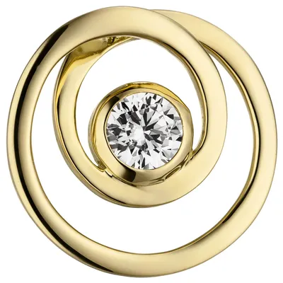Produktbild von Anhänger Halsschmuck weißer Zirkonia in einer Spirale 925 Silber gelbvergoldet
