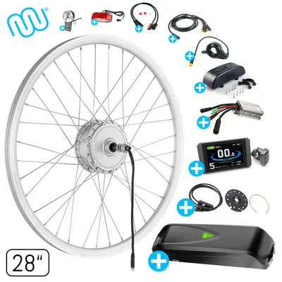Obrázok produktu pre windmeile | Súprava na prestavbu na e-bike, motor na zadné koleso, vrátane batérie, s kompletným príslušenstvom, strieborná, 28" palcov, súprava na prestavbu, pedelec
