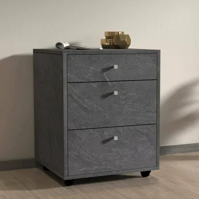 Image de Asgabat - Commode, 47x45x61h cm Gris Ardoise, 3 Tiroirs Fabriqué en Italie