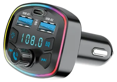Produktbild von Forever, Autoladegerät USB-C / 2 USB-A 20W mit FM-Transmitter Bluetooth und Micro-SD, Schwarz