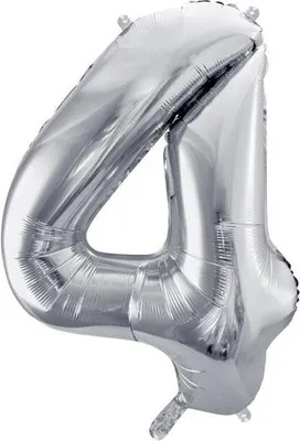 Zdjęcie produktu dla PartyDeco FB1M-4-018, Zabawka - balon, Folia, Srebrny, Monochromatyczny, Uniwersalne, Uniwersalne