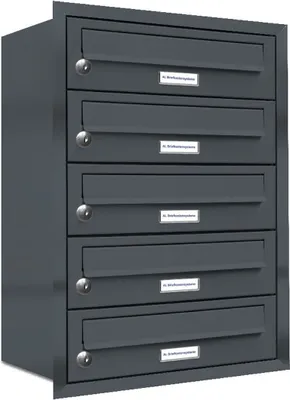 Produktbild von 5er Briefkasten Anlage Unterputz Montage RAL 7016 Anthrazit