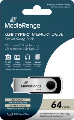 Productafbeelding van MediaRange MR1953 MediaRange USB-Stick schwarz, silber 64 GB