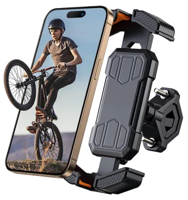 Obrázok produktu pre Držiak na telefón na riadidlá bicykla, otočný o 360°, určený pre smartfóny s uhlopriečkou 4,7-7 palcov, s ochranou proti krádeži