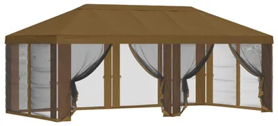 Image de vidaXL Tente de jardin avec toit et parois latérales, taupe, 600,5 x 300,5 cm, polyester
