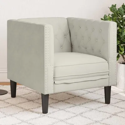 Produktbild von Chesterfield-Sessel aus cremefarbenem Samt