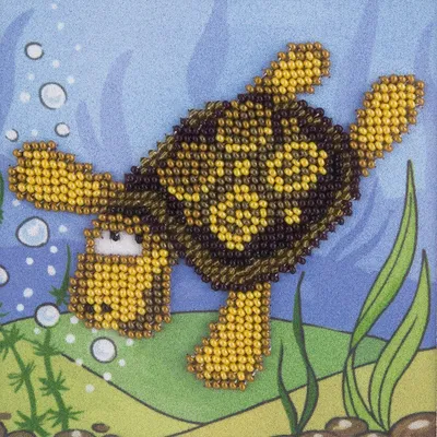 Produktbild von Klart Perlenstickerei "Schildkröte" 11x11cm, Stickbild vorgezeichnet