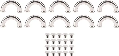 Image de 10 Set Bag Bogen Bridge Métal Argent D Boucle de connexion d'anneau avec vis cruciforme de 5,5 mm pour portefeuilles Sacs à colliers
