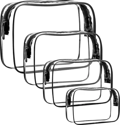 Produktbild von Set von 4 transparenten Make-up-Taschen - Wasserdichte Toilettaschen für Kosmetik und Organisation