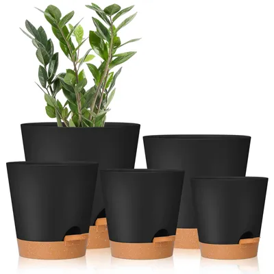 Image de Omgoods - Jardinières auto-arrosables, lot de 5 de différentes tailles