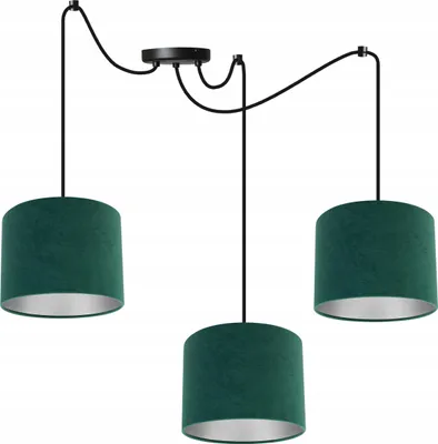 Immagine prodotto di Lampada a sospensione, lampadario da soffitto, cromo, paralume in velluto