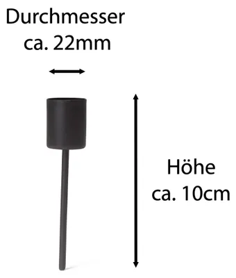 Produktbild von Novaliv 4x Stabkerzenhalter Schwarz I Kerzenpick 10 x 2,5 cm Kerzenstecker für Stabkerzen I Kerzenpin Adventskranzdekoration Kerzenleuchter I Dekoration Weihnachten
