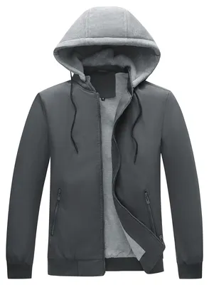 Produktbild von Leichte Windjacke – Abnehmbare Kapuze – Dunkelgrau