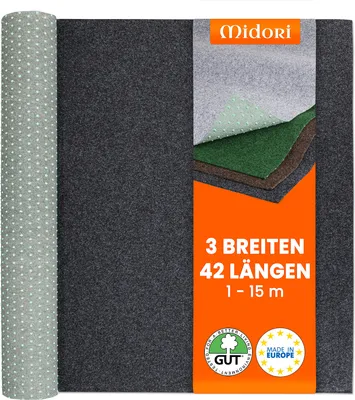 Produktbild von Rasenteppich 200 x 600 cm Schwarz Kunstrasen-Teppich mit Noppen Balkon Terrasse Outdoor wasserdurchlässig