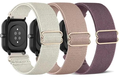 Imagen del producto de Correas de reloj de nylon elástico, 20 mm, pack de 3 unidades, compatibles con Amazfit Active2