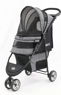 Imagen del producto de Carrito para perros con toldo impermeable, color gris, carrito de lujo para perros