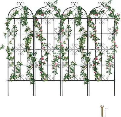 Image de 180,3 x 50,8 cm : Supports pour plantes grimpantes, en acier inoxydable, pour embellir votre jardin, lot de 4