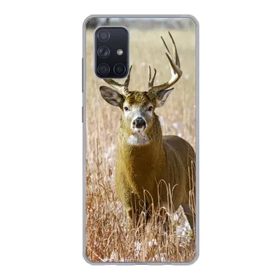 Produktbild von MuchoWow® Handyhülle Schutzhülle Hülle für Samsung Galaxy A51 Hirsche - Gras - Herbst - Tiere - Natur - Geweih Silikon Softcase Handy Hülle - Schutzabdeckung