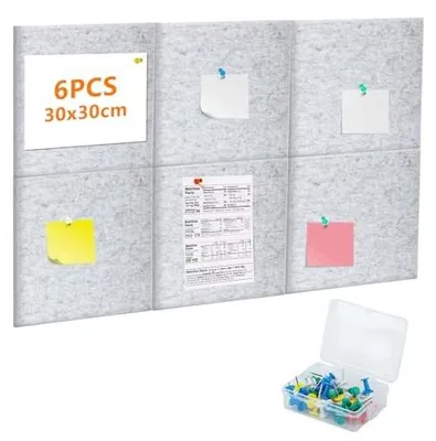 Zdjęcie produktu dla Tablice korkowe filcowe samoprzylepne do biura domu 6 szt 30X30 cm