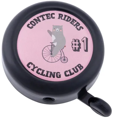 Imagen del producto de CONTEC, timbre para bicicletas infantil, modelo Kid-A-Rin G, diseño de oso de circo, color: blanco/rosa