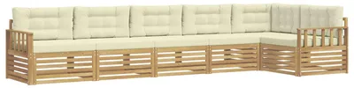 Produktbild von vidaXL Outdoor-Sofagarnitur mit Kissen 6 pcs Weiß und Creme Polyester