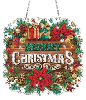 Produktbild von Diamond Painting Weihnachtskranz Bastelset für Erwachsene & Kinder, Hängendes Ornament für Tür, Fenster, Wand