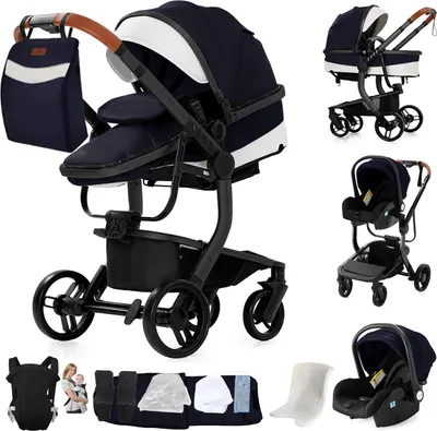 Immagine prodotto di Seggiolino auto per bambini, idrorepellente, adatto al sonno, blu navy-1